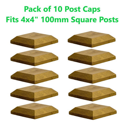 Timber Fence Post Cap 120 x 120mm (Pack of 10) Green Colour - Fits 4 x 4" Square Posts (Free Delivery)