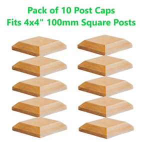 Timber Fence Post Cap 120 x 120mm (Pack of 10) Natural Colour - Fits 4 x 4" Square Posts ( Free Delivery )