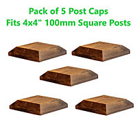 Timber Fence Post Cap 120 x 120mm (Pack of 5) Brown Colour - Fits 4 x 4" Square Posts (Free Delivery)
