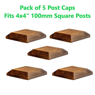 Timber Fence Post Cap 120 x 120mm (Pack of 5) Brown Colour - Fits 4 x 4" Square Posts (Free Delivery)