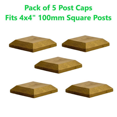 Timber Fence Post Cap 120 x 120mm (Pack of 5) Green Colour - Fits 4 x 4" Square Posts (Free Delivery)