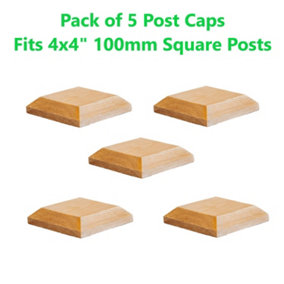 Timber Fence Post Cap 120 x 120mm ( Pack of 5 ) Natural Colour - Fits 4"x4" Square Posts ( Free Delivery )