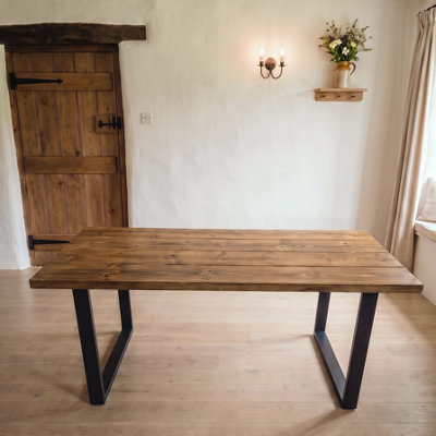 Timber Foundry Dovedale U Frame Dining Table Clear Finish Solid Pine ...
