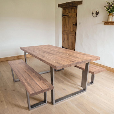 Timber Foundry Dovedale U Frame Dining Table Walnut Finish Solid Pine ...