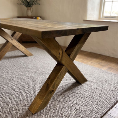 Timber Foundry Hartington Wooden X Leg Dining Table Smoked Oak Finish ...
