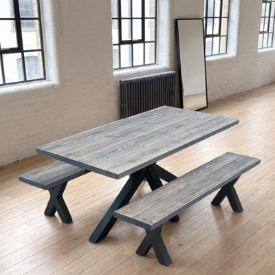 Timber Foundry Monsal Spider Leg Dining Table Belgian Grey Solid Pine ...