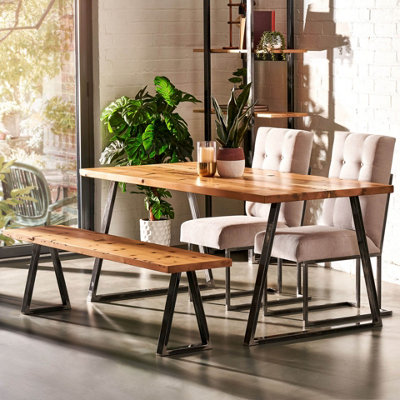 Timber Foundry Trapezium Leg Dining Table 6-8 Seater, Natural