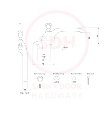 Timber Series Connoisseur MK2 Offset Locking Espag Window Handle - Black (Right Hand)
