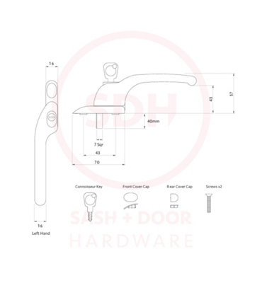 Timber Series Connoisseur MK2 Offset Locking Espag Window Handle - Polished Chrome (Left Hand)