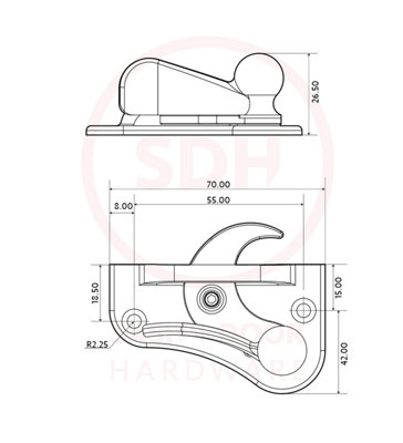 Timber Series Flat Fitch Catch (Locking) - Hardex Graphite