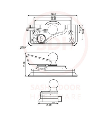 Timber Series High Security Architectural Cam Lock - Hardex Graphite