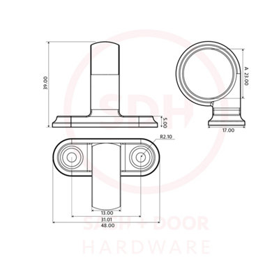 Timber Series Offset Sash Eye - Hardex Graphite