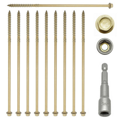 Timberfix 6.5 x 75mm Hex Flange Structural Timber Screws ACQ Coating ...