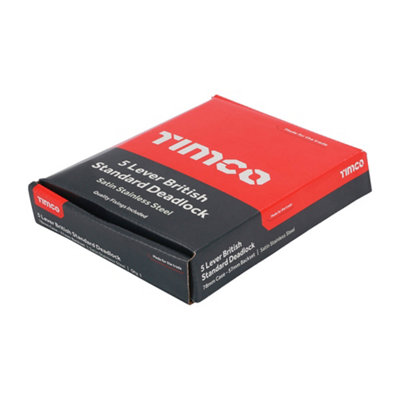 TIMCO 5 Lever British Standard Deadlock Stainless Steel Satin - 78mm - 3