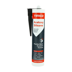 Timco - Acetoxy Silicone - Black (Size 300ml - 1 Each)