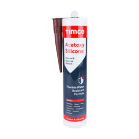 Timco - Acetoxy Silicone - Brown (Size 300ml - 1 Each)