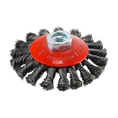PROTECO 100mm Twisted Knot Steel Wire Brush For Angle Grinders - M14x2 Thread