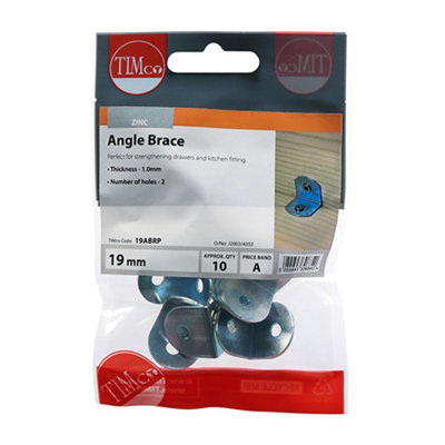 Timco - Angled Braces - Zinc (Size 19 x 19 x 19 - 10 Pieces)