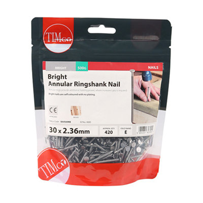 TIMCO Annular Ringshank Nails Bright - 30 x 2.36