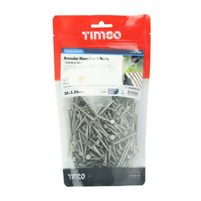Timco - Annular Ringshank Nails - Stainless Steel (Size 50 x 3.35 - 1 Kilograms)