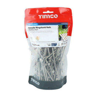 Timco - Annular Ringshank Nails - Stainless Steel (Size 75 x 3.75 - 1 Kilograms)