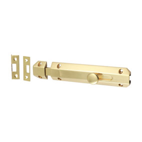 TIMCO Architectural Flat Section Bolt Polished Brass - 150 x 35mm