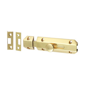 Timco - Architectural Flat Section Bolt - Polished Brass (Size 100 x 35mm - 1 Each)