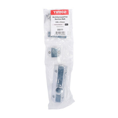 TIMCO Architectural Flat Section Bolt Polished Chrome - 100 x 35mm