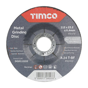 TIMCO B/Abrasive Depressed Metal - 115 x 22.2 x 6.4 (25pcs)