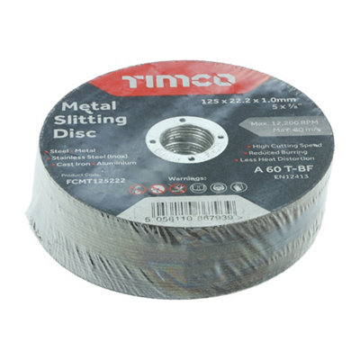 TIMCO B/Abrasive Flat Wheel Inox - 125 x 22.2 x 1.0 (25pcs)
