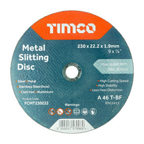 TIMCO B/Abrasive Flat Wheel Inox - 230 x 22.2 x 1.9 (25pcs)