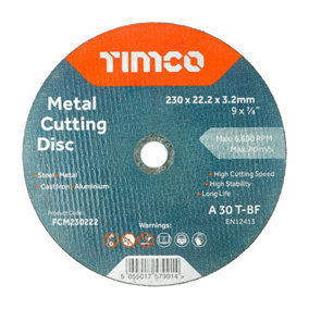 TIMCO B/Abrasive Flat Wheel Metal - 230 x 22.2 x 3.2 (25pcs)
