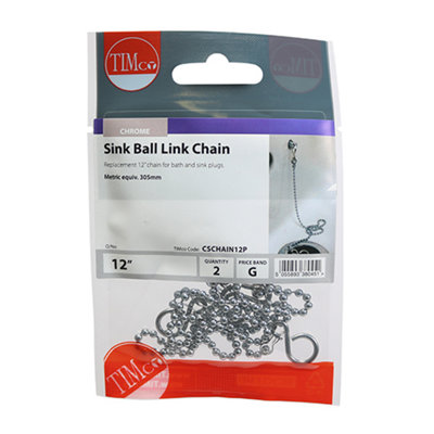 TIMCO Ball Link Chains Sink Chrome - 12" (2pcs)