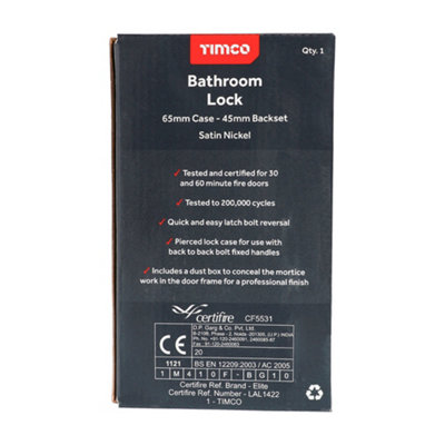 TIMCO Bathroom Lock Satin Nickel - 65mm