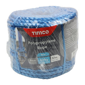 TIMCO Blue Polypropylene Rope Coil - 8mm x 30m