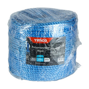 TIMCO Blue Polypropylene Rope Long Coil - 8mm x 220m