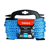 TIMCO Blue Polypropylene Rope on Winder - 8mm x 15m