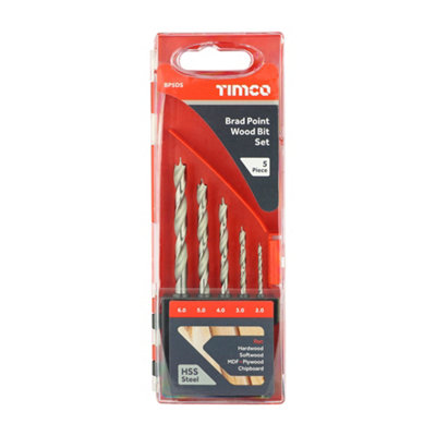 Timco - Brad Point Wood Bit Set (Size 5pcs - 5 Pieces)