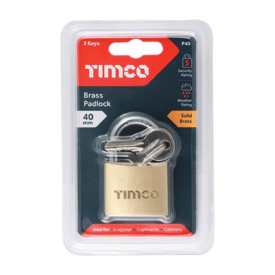 Timco - Brass Padlock (Size 40mm - 1 Each)