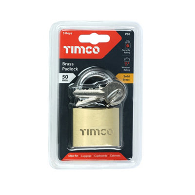 Timco - Brass Padlock (Size 50mm - 1 Each)