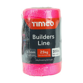 Timco - Builders Line - Pink - Tube (Size 1.5mm x 100m - 1 Each)