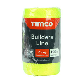 Timco - Builders Line - Yellow - Tube (Size 1.5mm x 100m - 1 Each)