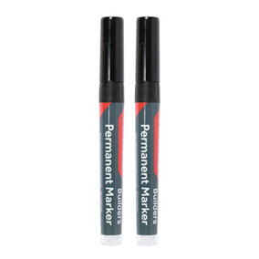 TIMCO Builders Permanent Markers Twin Pack Chisel & Fine Tip Black - Mixed