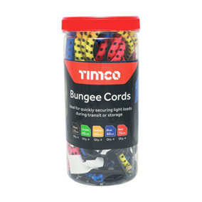 TIMCO Bungee Cords with Laminated Hook Mixed Pack - 20pcs