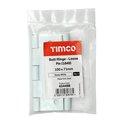 TIMCO Butt Hinges Loose Pin (1840) Steel White - 100 x 71