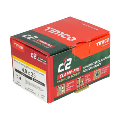 TIMCO C2 Clamp-Fix Multi-Purpose Premium Countersunk Gold Woodscrews - 4.0 x 35 (200pcs)