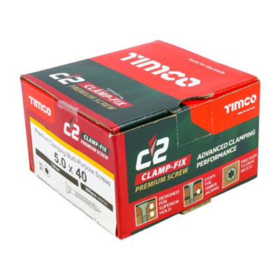 TIMCO C2 Clamp-Fix Multi-Purpose Premium Countersunk Gold Woodscrews - 5.0 x 40 (200pcs)