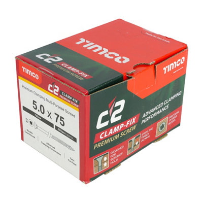 TIMCO C2 Clamp-Fix Multi-Purpose Premium Countersunk Gold Woodscrews - 5.0 x 75