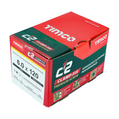TIMCO C2 Clamp-Fix Multi-Purpose Premium Countersunk Gold Woodscrews - 6.0 x 120