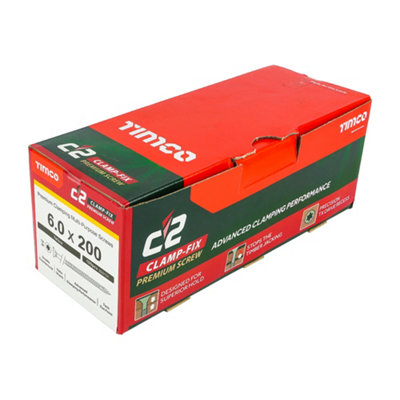 TIMCO C2 Clamp-Fix Multi-Purpose Premium Countersunk Gold Woodscrews - 6.0 x 200 (100pcs)